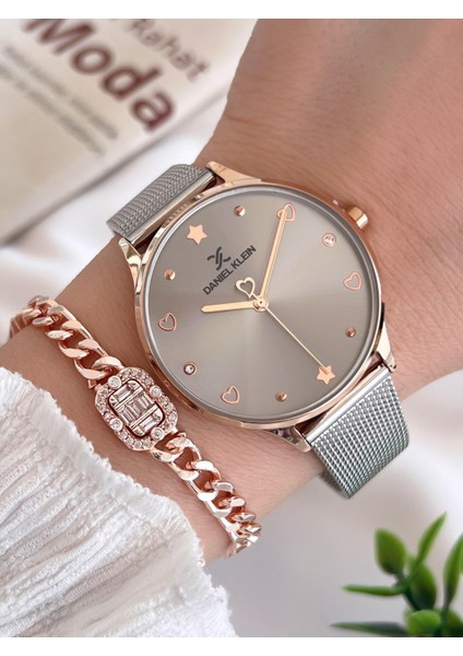 Çelik Kordon 3 Atm Suya Dayanıklı Özel Tasarım Kadın Kol Saat+Bileklik VS.BLKT.0448