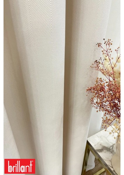 Keten Krem Renk 1/3 Sık Pile Kalın Tek Kanat Fon Perde fiyatları