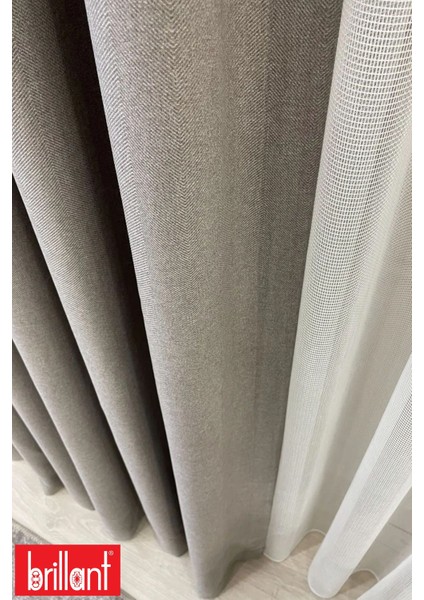 Keten Taş Rengi 1/3 Sık Pile Kalın Tek Kanat Fon Perde fiyatları