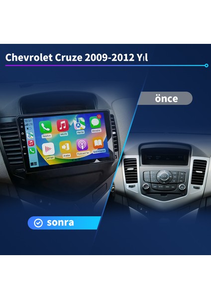 Chevrolet Cruze 2009-2012 Yıl Uyumlu 9 Inç 4 GB Ram 64 GB Hafıza Multimedya Carplay Navigasyon fiyatları
