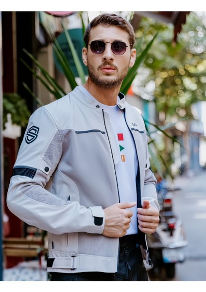 Milano Gri Yazlık Fileli Erkek Motosiklet Montu