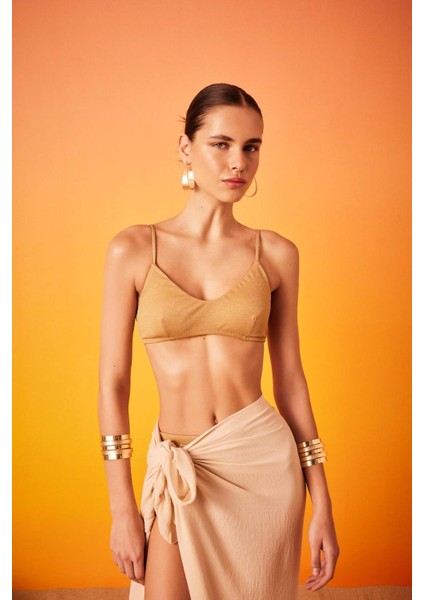 Regular Fit Parlak Kumaş Bikini Üstü-Fall in Love C3181AX24SM