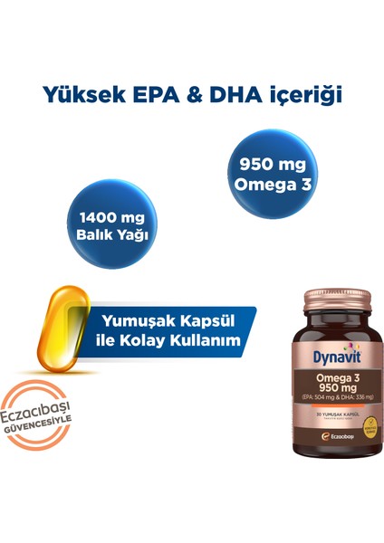 Omega 3 950 Mg 30 Yumuşak Kapsül - Yüksek Epa Ve Dha