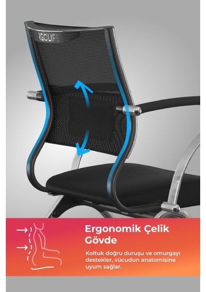Ergolife Sit Air Toplantı Sandalyesi | Tekerlekli, Fileli, Siyah, Çalışma Koltuğu -572.5F.1.662 fiyatları