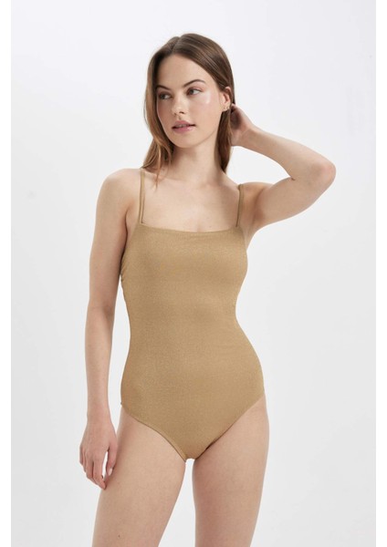 Regular Fit Simli Kumaş İnce Askılı Mayo-Fall in Love A8765AX24SM fırsatları