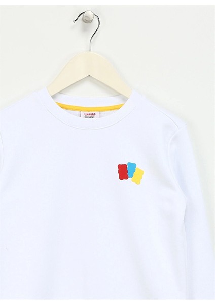 Haribo Beyaz Kız Çocuk Bisiklet Yaka Sweatshirt HRBTXT300 fırsatları