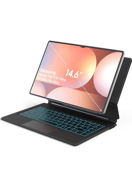Samsung Galaxy Tab S8 Ultra/ S9 Ultra/ S10 Ultra 14.6 Inç Uyumlu Magic Keyboard Touchpad Rgb Işıklı Klavyeli Kılıf
