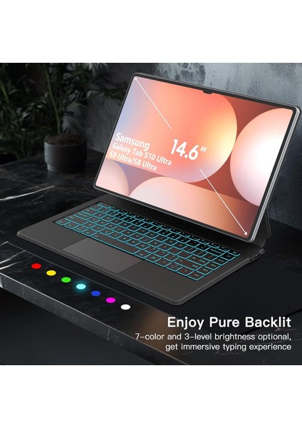 Samsung Galaxy Tab S8 Ultra/ S9 Ultra/ S10 Ultra 14.6 Inç Uyumlu Magic Keyboard Touchpad Rgb Işıklı Klavyeli Kılıf indirimleri