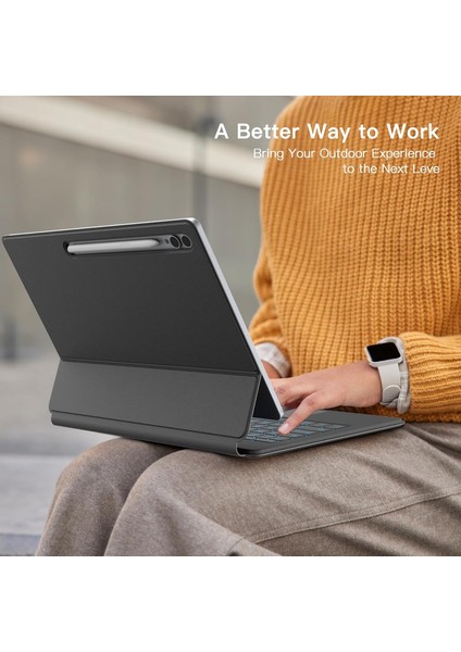 Samsung Galaxy Tab S8 Ultra/ S9 Ultra/ S10 Ultra 14.6 Inç Uyumlu Magic Keyboard Touchpad Rgb Işıklı Klavyeli Kılıf