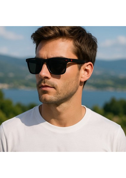 Uv 400 Korumalı Polarize Çerçeve kırmızı Detay şık Stil Unisex Güneş Gözlüğü Metal Menteşeli Gözlük