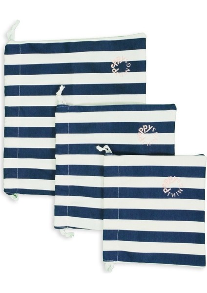 Peppythings Lacivert Eros 3'li Set (Bez Çanta - 3'lü Kese - Makyaj Çantası)