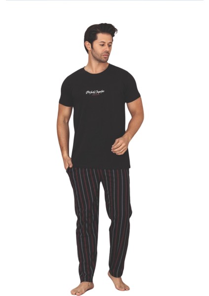 Dreamy Pamuklu Cepli Kısa Kollu Çizgili Erkek Pijama Takımı indirimleri