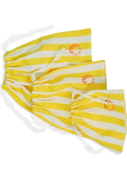 Peppythings Sarı Koko 3'li Set (Bez Çanta - 3'lü Kese - Makyaj Çantası)
