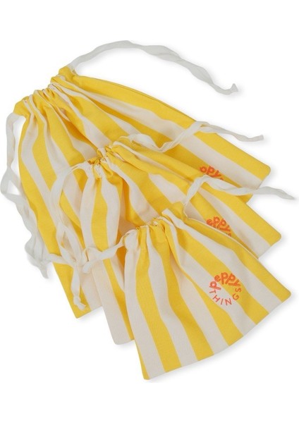 Peppythings Sarı Koko 3'li Set (Bez Çanta - 3'lü Kese - Makyaj Çantası)
