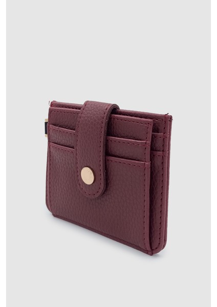 Fione Çıtçıt Kapamalı 6 Bölmeli Çıkarılabilir Anahtarlıklı Mini Kadın Cüzdan Bordo modelleri