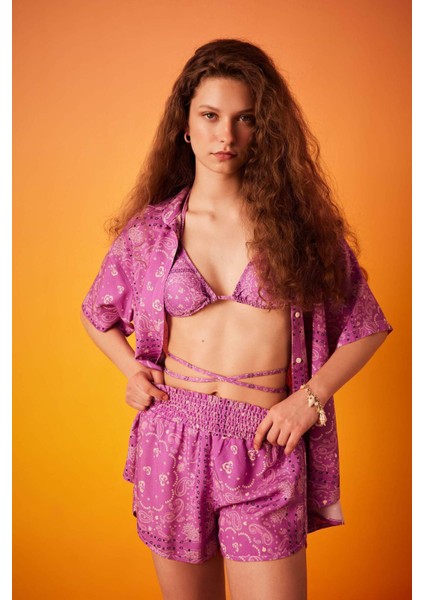 Regular Fit Şal Desenli Bikini Üstü-Fall in Love C3176AX24SM fiyatları
