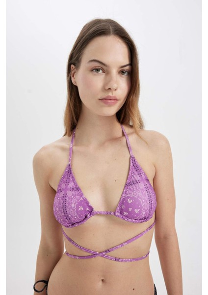 Regular Fit Şal Desenli Bikini Üstü-Fall in Love C3176AX24SM modelleri