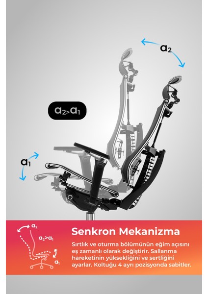 Yoga 4df Ergonomik Fileli Ofis Sandalyesi / Yönetici Koltuğu - AB.F.15.13A Siyah