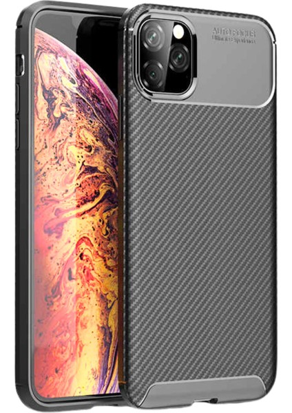 iPhone 11 Uyumlu Kamera Korumalı Darbe Önleyici Carbon Brushed Silikon Kılıf
