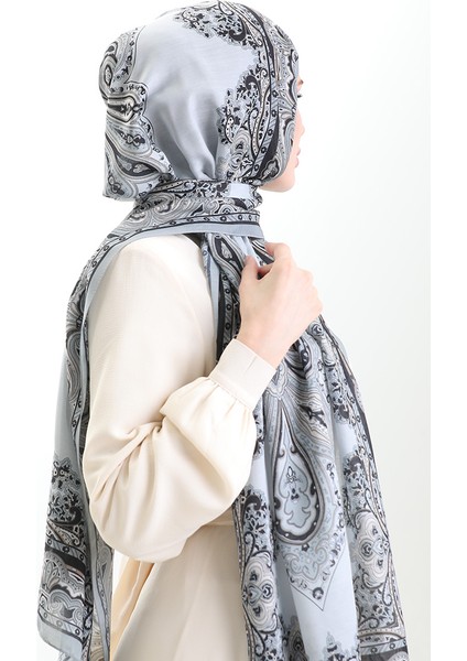 Karaca Desenli Cotton Şal 82002-04 Gri Siyah modelleri