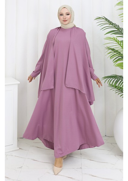 Büyük Beden Yelek Elbise Ikili Takım 6370-05 Gül Kurusu fiyatları