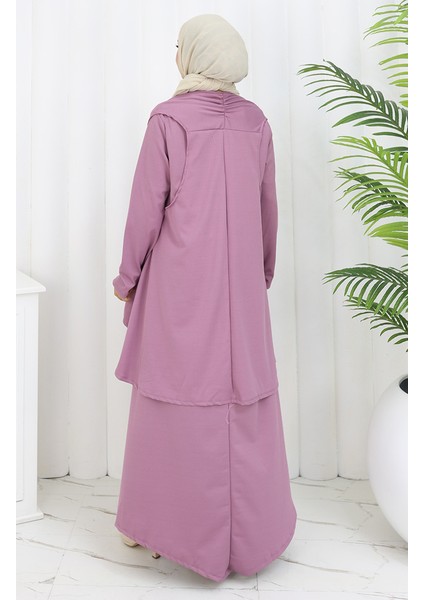 Büyük Beden Yelek Elbise Ikili Takım 6370-05 Gül Kurusu indirimleri