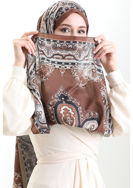 Karaca Desenli Cotton Şal 82002-02 Kahverengi Siyah modelleri
