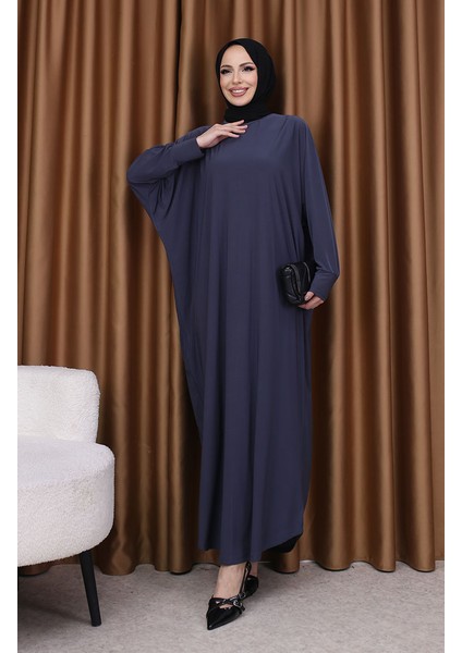 Yarasa Kol Salaş Elbise 2000-27 Koyu Gri