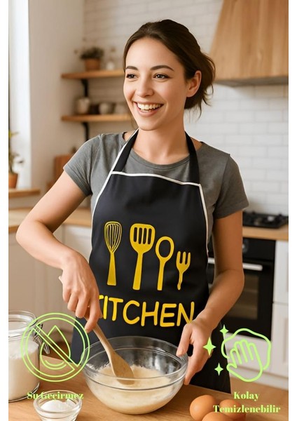 Kitchen Style Mutfak Önlüğü – Çatal Kaşık Desenli, Sıvı Geçirmez Şık Tasarım modelleri