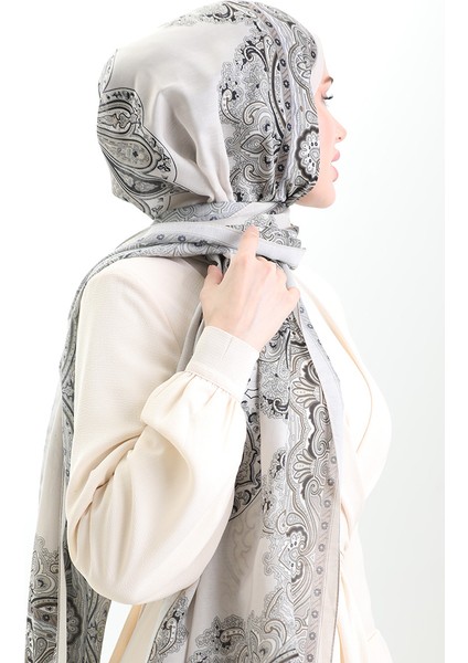 Karaca Desenli Cotton Şal 82002-05 Krem Siyah modelleri