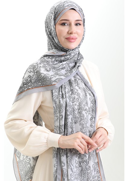 Karaca Desenli Mio Krep Şal 81099-05 Gri