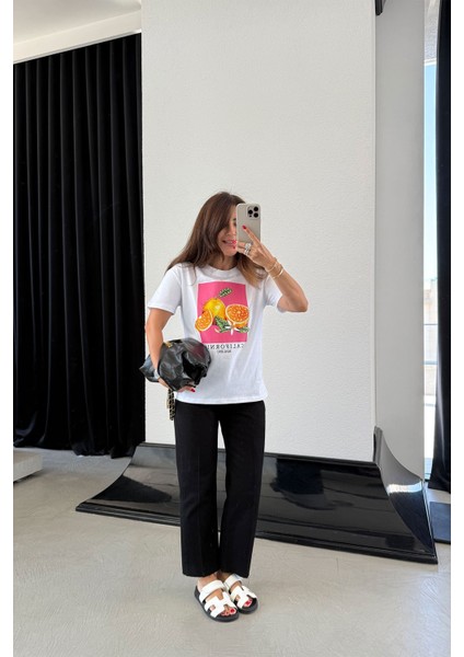 Portakal Baskılı Tshirt
