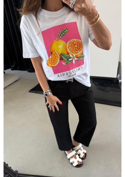 Portakal Baskılı Tshirt