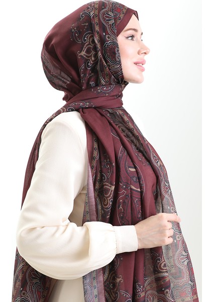 Karaca Desenli Cotton Şal 82002-10 Bordo Gold fiyatları