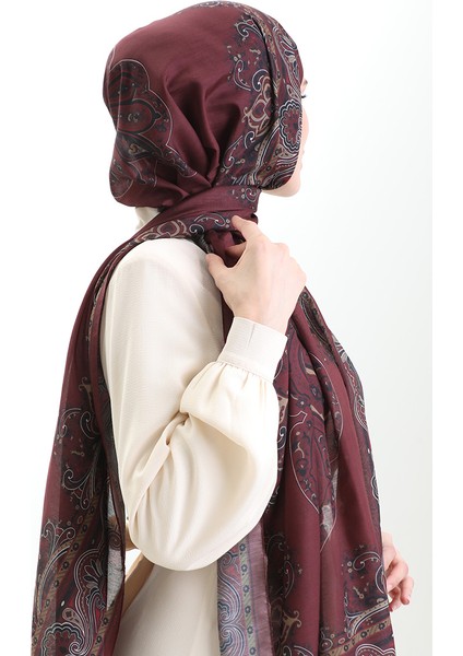 Karaca Desenli Cotton Şal 82002-10 Bordo Gold modelleri