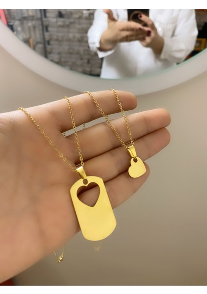 Çelik Isim Yazılan Kişiye Özel Arkadaşlık Kolyesi Çift Gönderilir