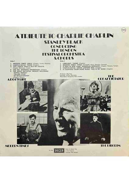 Stanley Black A Tribute To Chalie Chaplin Classic (Konuşma) Lp Plak fiyatları