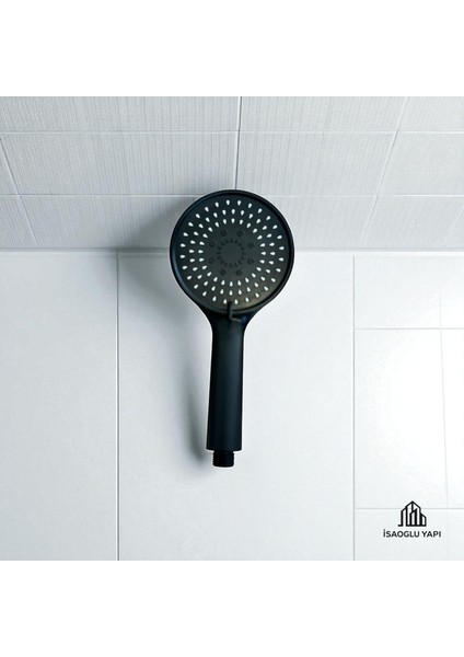 Isaoğlu Yapı Siyah Duş Başlığı Fonksiyonlu Masajlı Yuvarlak Tasarım Mat Siyah Duş Telefonu fiyatları