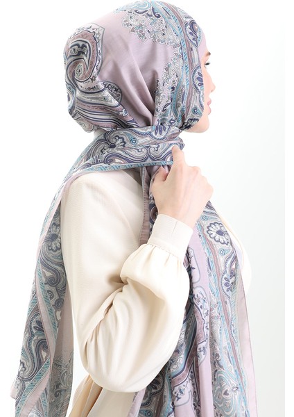 Karaca Desenli Cotton Şal 82002-07 Pudra Mavi modelleri