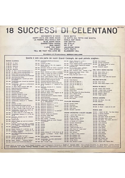 Adriano Celentano 18 Successi Di Lp Plak