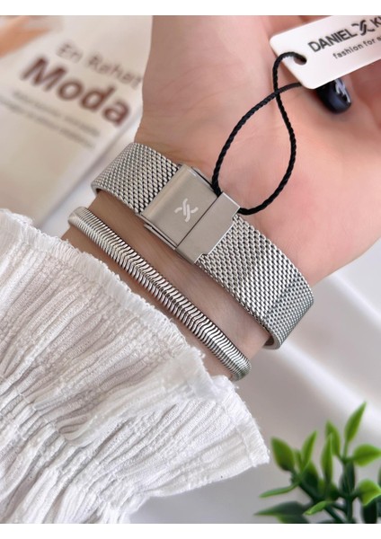 Çelik Kordon 3 Atm Suya Dayanıklı Özel Tasarım Kadın Kol Saat+Bileklik VS.BLKT.0447 modelleri