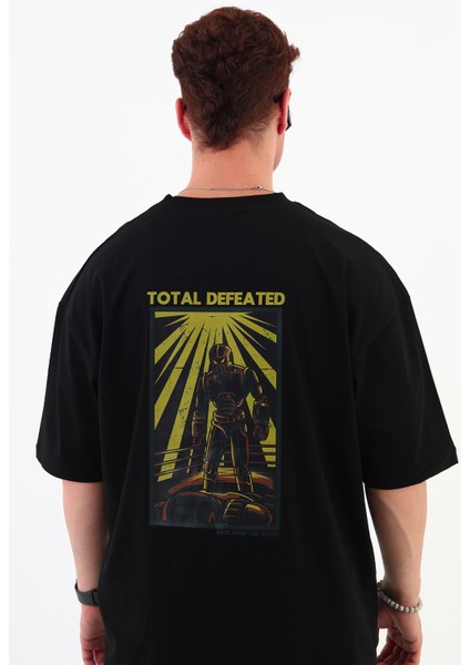 Totaldefeated-Oversize Tişört | Sırt Baskılı – Minimal Göğüs Desenli Unisex Tshirt