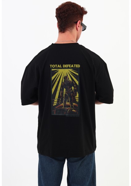 Totaldefeated-Oversize Tişört | Sırt Baskılı – Minimal Göğüs Desenli Unisex Tshirt