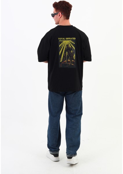 Totaldefeated-Oversize Tişört | Sırt Baskılı – Minimal Göğüs Desenli Unisex Tshirt