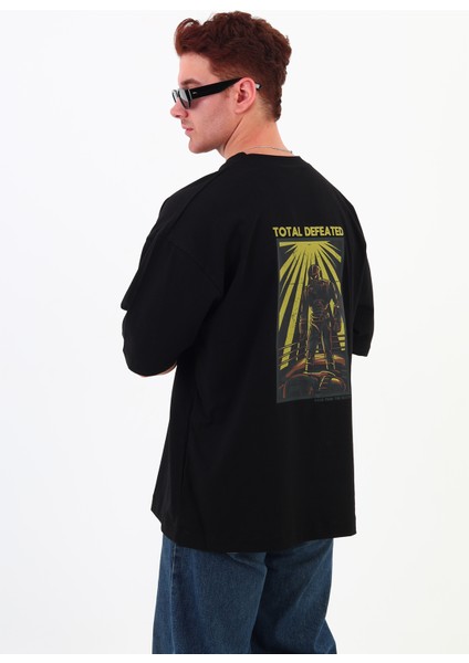 Totaldefeated-Oversize Tişört | Sırt Baskılı – Minimal Göğüs Desenli Unisex Tshirt