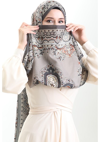 Karaca Desenli Cotton Şal 82002-12 Koyu Bej Vizon modelleri