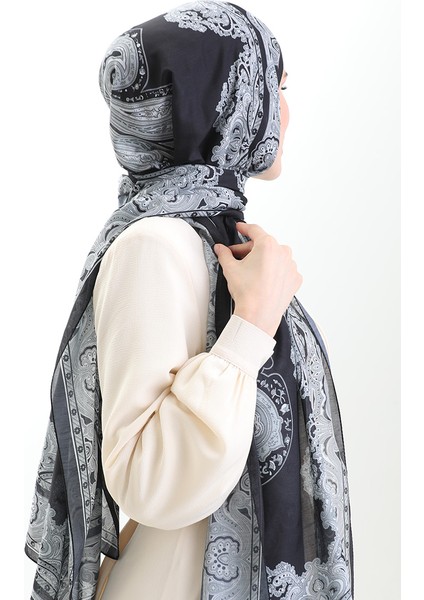 Karaca Desenli Cotton Şal 82002-13 Siyah Gri