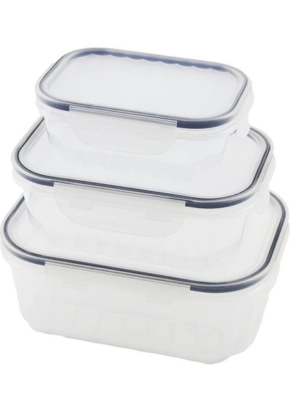 3pcs Quick Sızdırmaz Saklama Kabı Seti Şeffaf Kap - Buğulu-Contalı Kapak 500-1000-1700ML (5047)