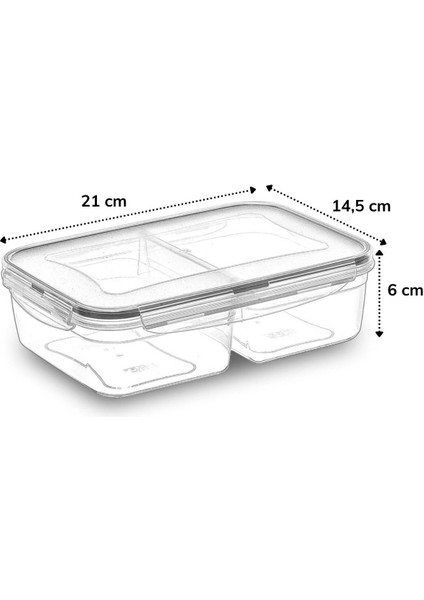 2 Bölmeli Sızdırmaz Contalı Kilitli Kapaklı 1 Litre Erzak Saklama Kabı -LC505 (5047) fırsatları