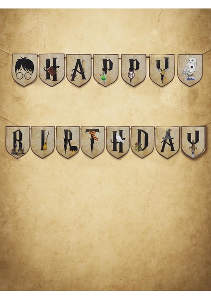 Harry Potter Temalı Happy Birthday Yazı Banner Doğum Günü Parti Süsü